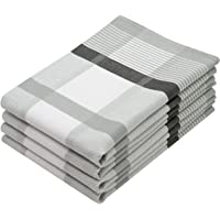 ZOLLNER 4 paños de Cocina algodón 100%- 50x70 cm a Cuadros Grises